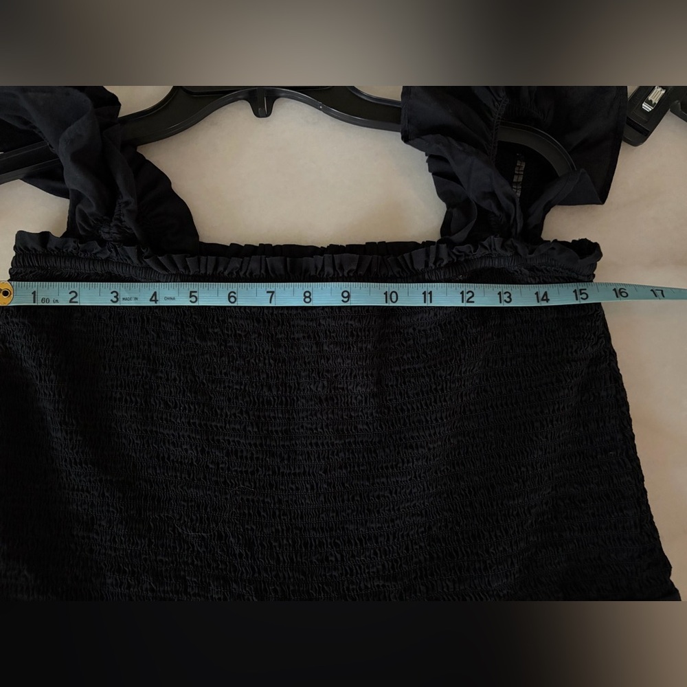 LOFT Beach Ruched Wide Leg Jumpsuit for Black with pockets. 100% cotton - Picture 10 of 14